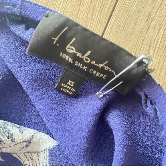 Aritzia T.Babaton Blue Floral Silk Crepe Business Casual Work Dress Size XS - Picture 3 of 6